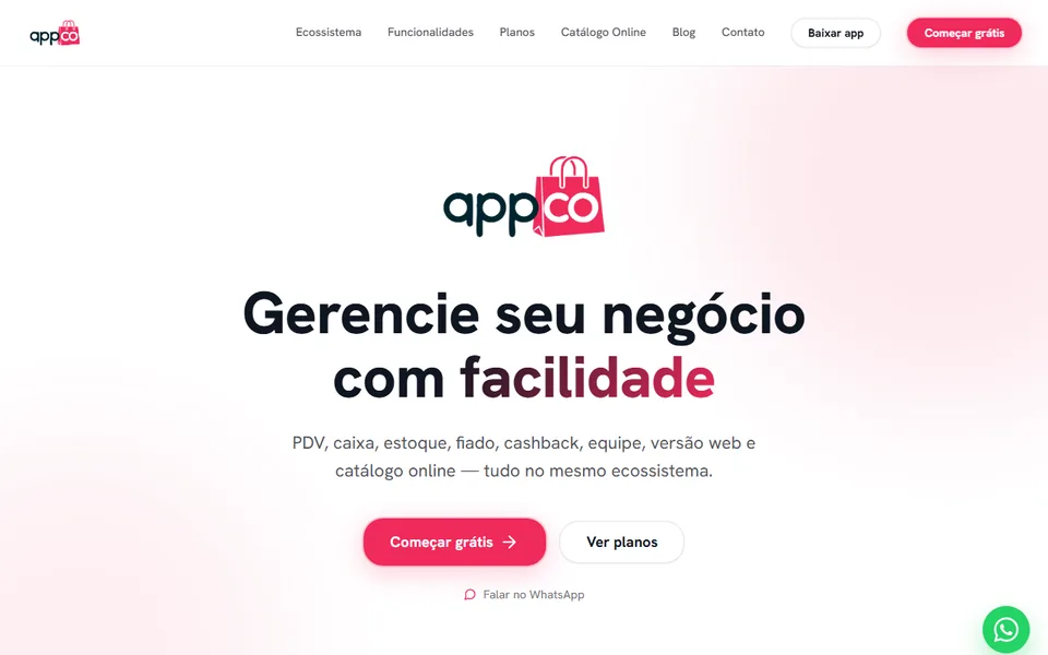 Página do projeto AppCo desenvolvido pela PandaMKT